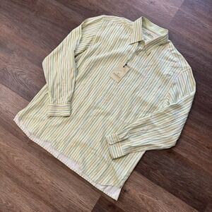 Vtg Tommy Bahama Sample Men‎ 100% Silk L/S Button Down Multicolor Striped Sz L